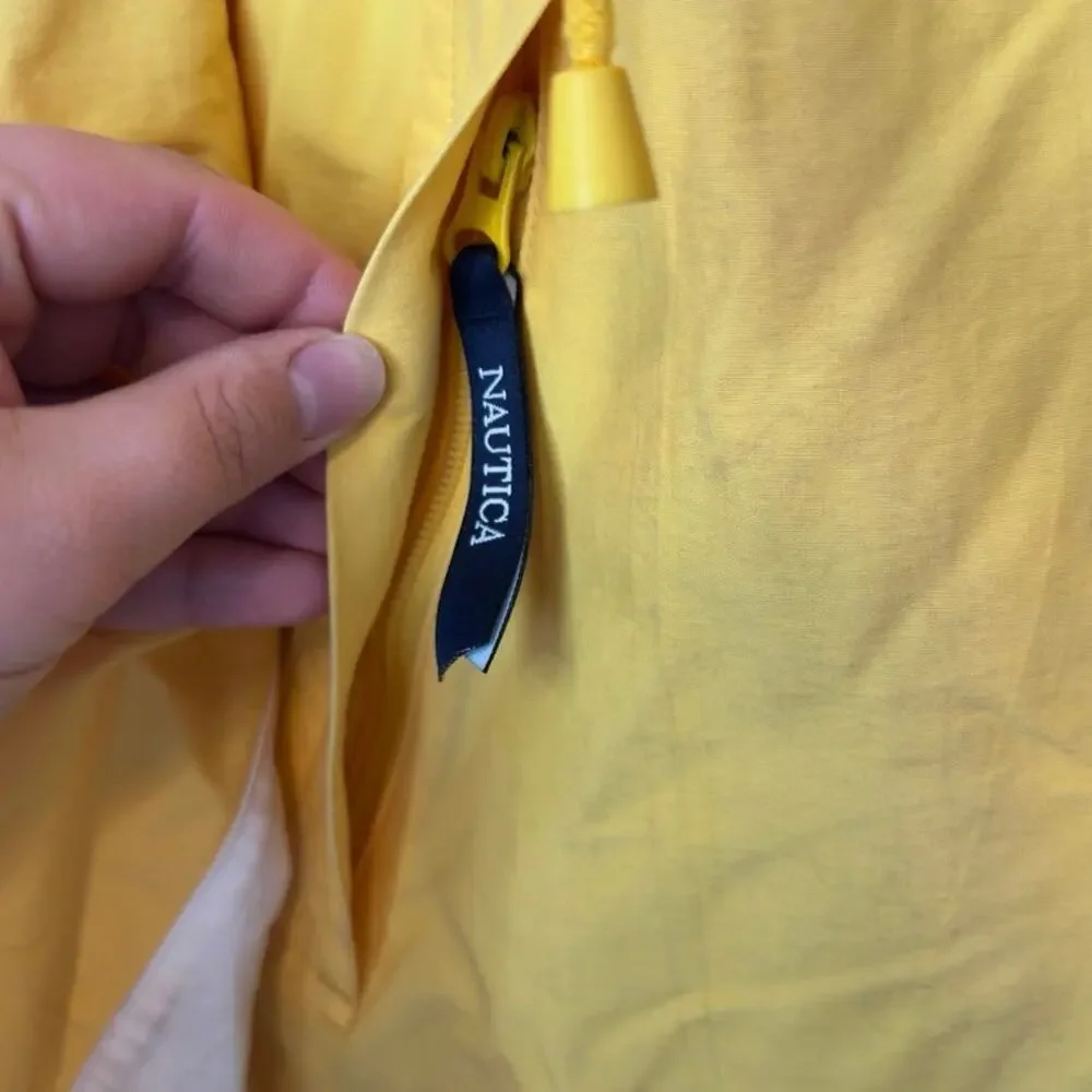 Nautica VTG Hooded Colorblock Windbreaker Jacket Size L Yellow Boating Sailing